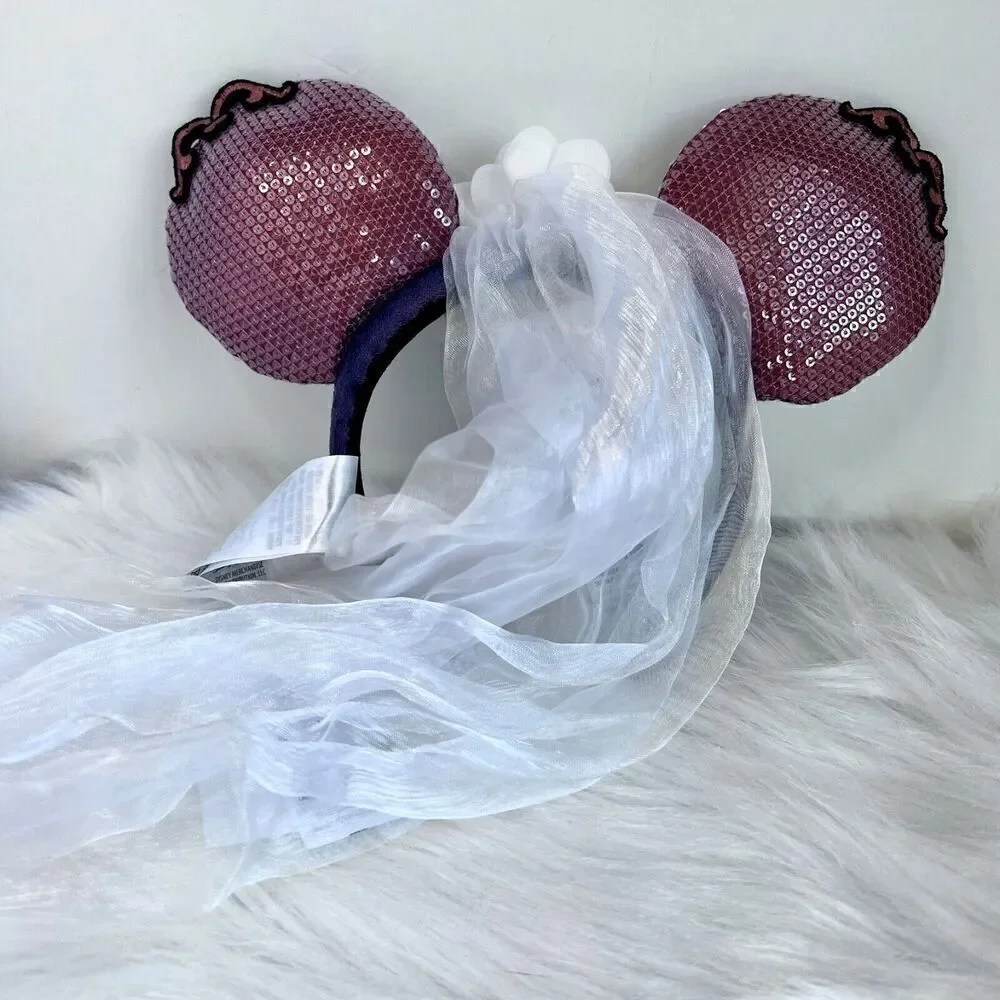 NEW Ghost Bride Ears with Veil Headband The Haunted Mansion NWT Disney Minnie